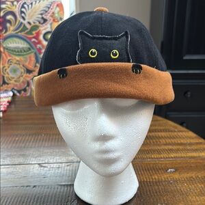 Black and Brown Cat Embroidered Hat